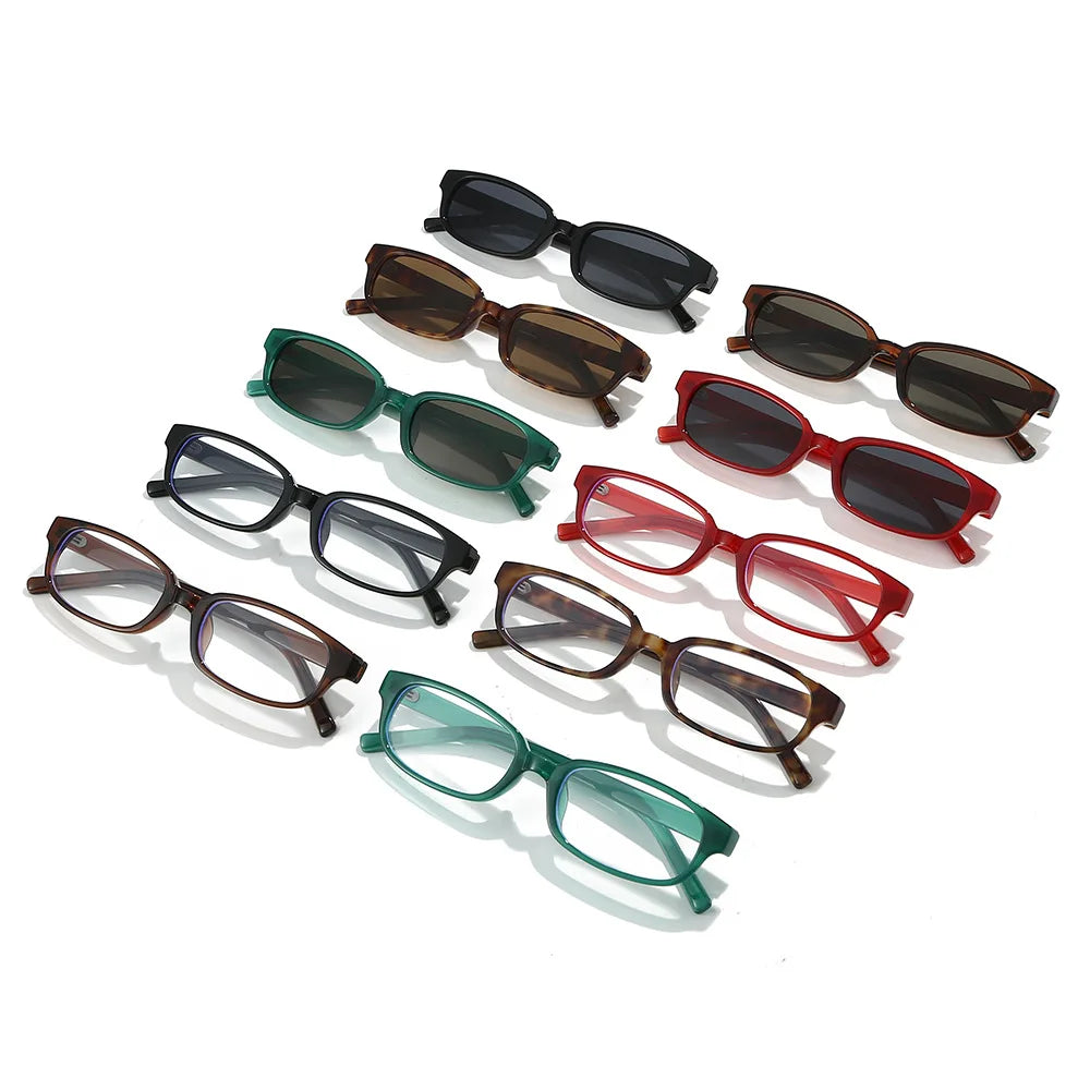 JNPCXI New Ins Popular Fashion Small Rectangle Polarized Men Sunglasses Shades UV400 Retro Leopard Tea Women Punk Sun Glasses