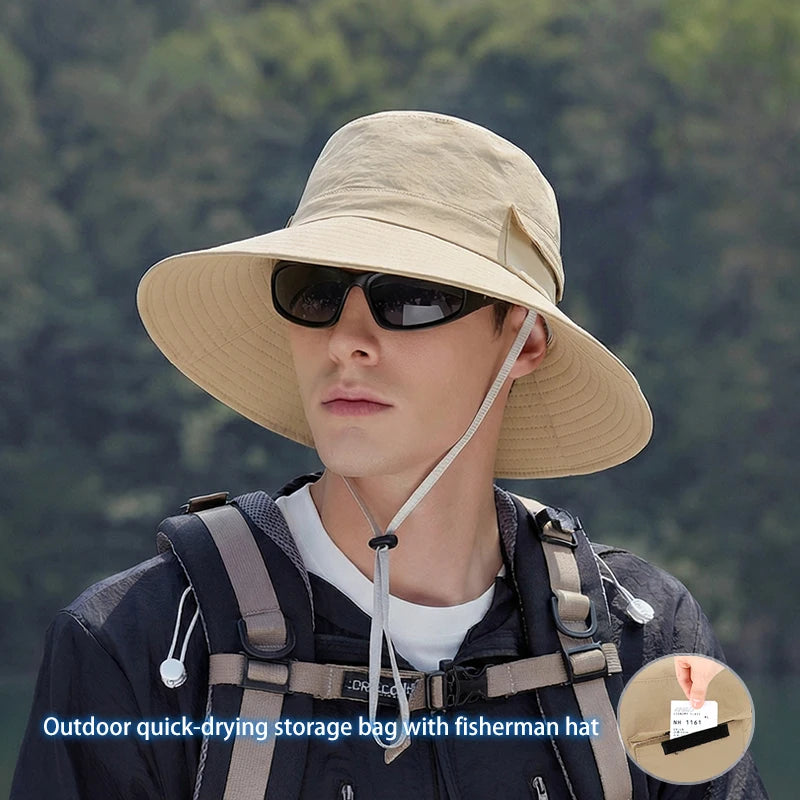 6153-New spring and summer style outdoor sun hat for men - hiking, fishing, camping, sun protection hat, wide brimmed boater hat