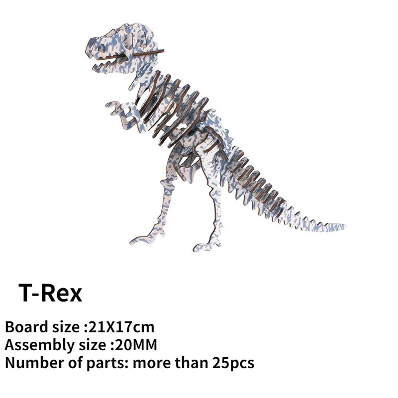 Wooden T-Rex 3D Puzzle Model Laser Version DIY Children's Educational Simulation Kindergarten Gifts Back to School Season Gifts