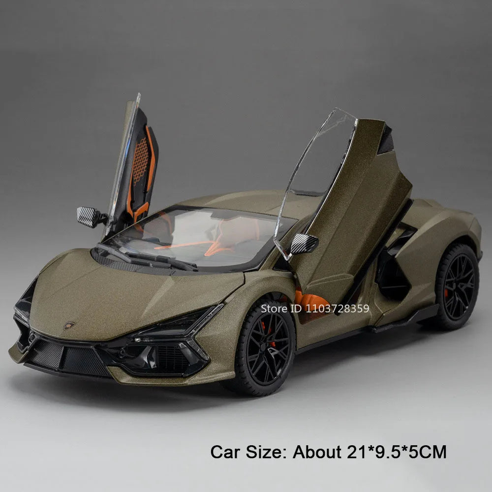 1:24 Scale Tourbillon Revuelto Diecast Model Toys Cars Doors Opened Sound Light Pull Back Miniature Models Kids Birthday Present