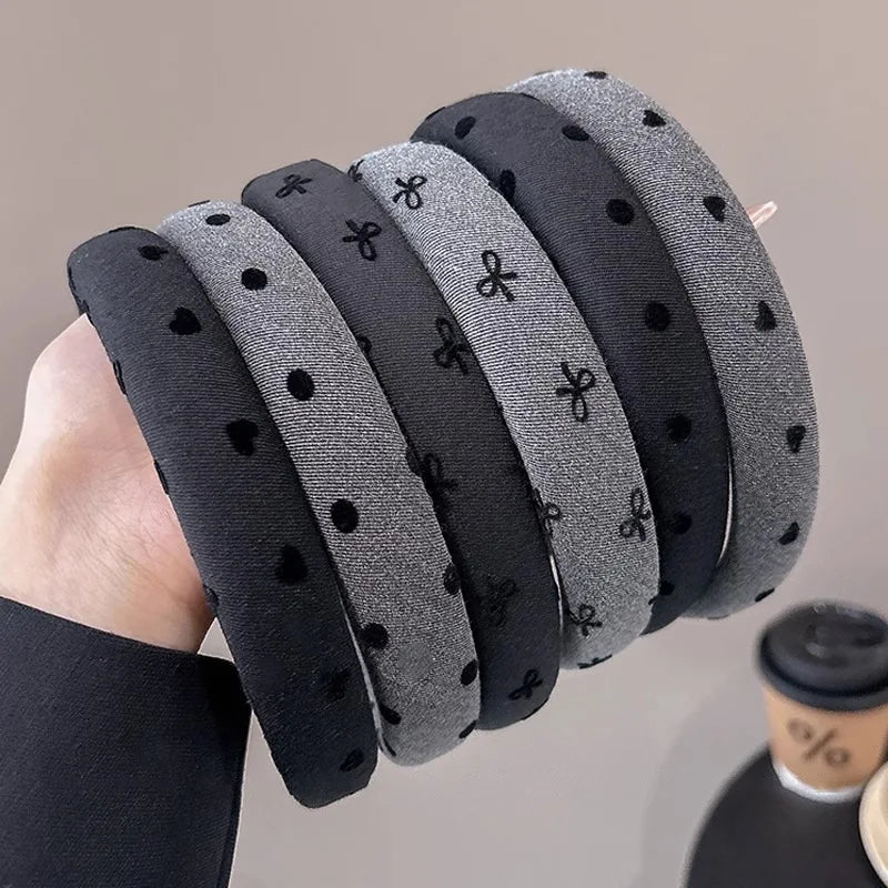 Black and Gray Simple Sponge Headband for Women Elegant Suitable for Daily Wear Including Washing Up Hair Band Fashion Girl