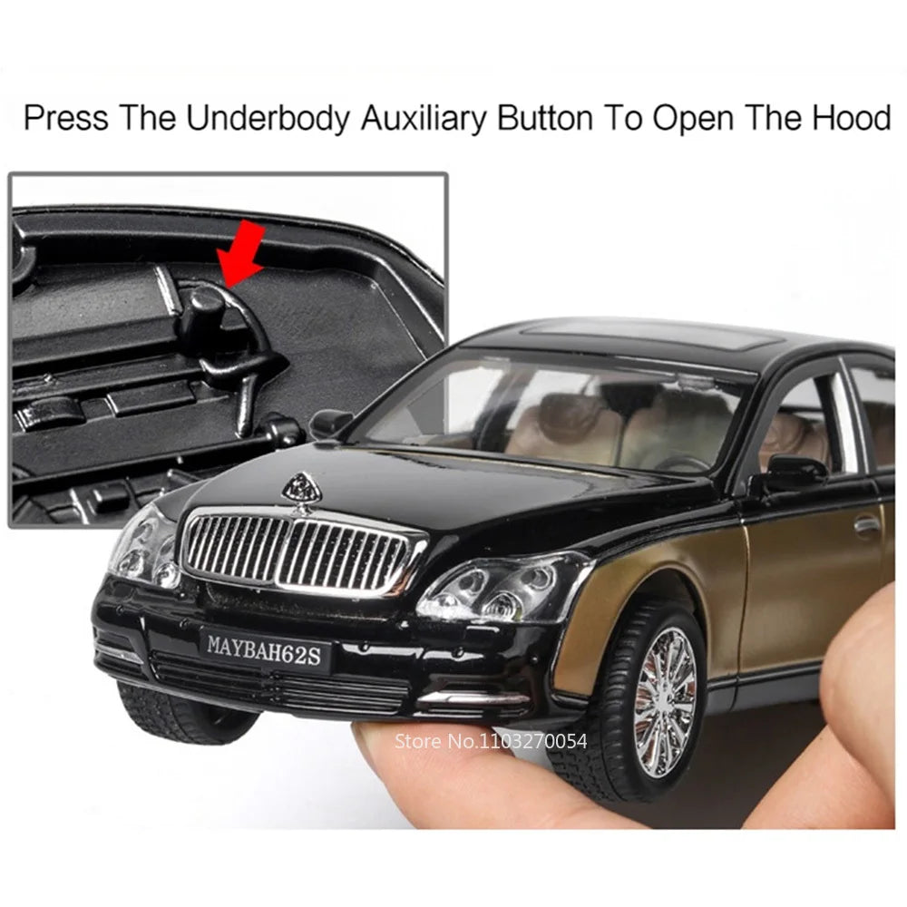 1/24 62S E300EL Models Car Toys Diecast Alloy Vehicles 6 Doors Opened Rubber Tires with Sound Light Pull Back Toy Gifts for Kids