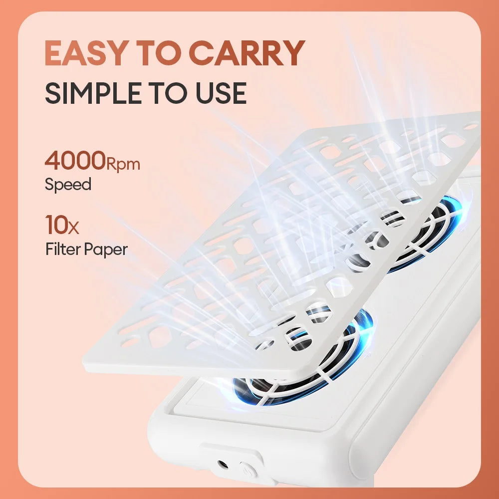 4000RPM Dual Fans Nail Dust Extractor Powerful Twin Turbo Vacuum Nail Dust Collector Low Noise Vacuum Cleaner Fan With Filter