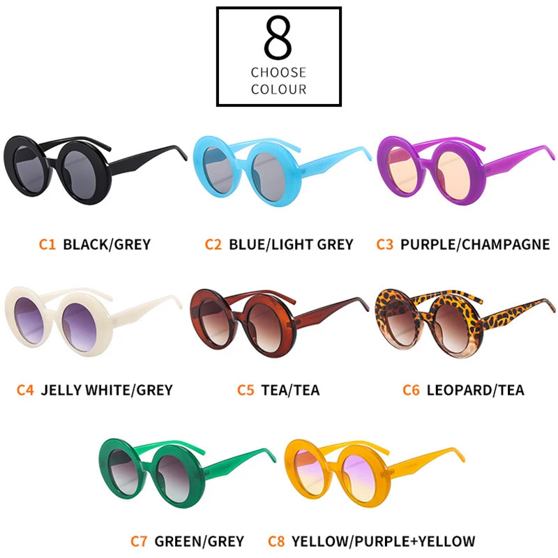 JNPCXI Fashion Oversized Women Oval Orange Colorful Sunglasses Retro Gradient Punk Men Sun Glasses