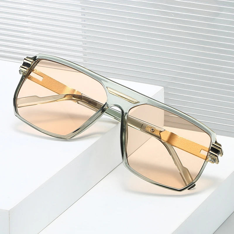 JNPCXI New Large Square Sunglasses Men Brand Designer Gray Decoration Punk Strong Luxury Sun Shades UV400