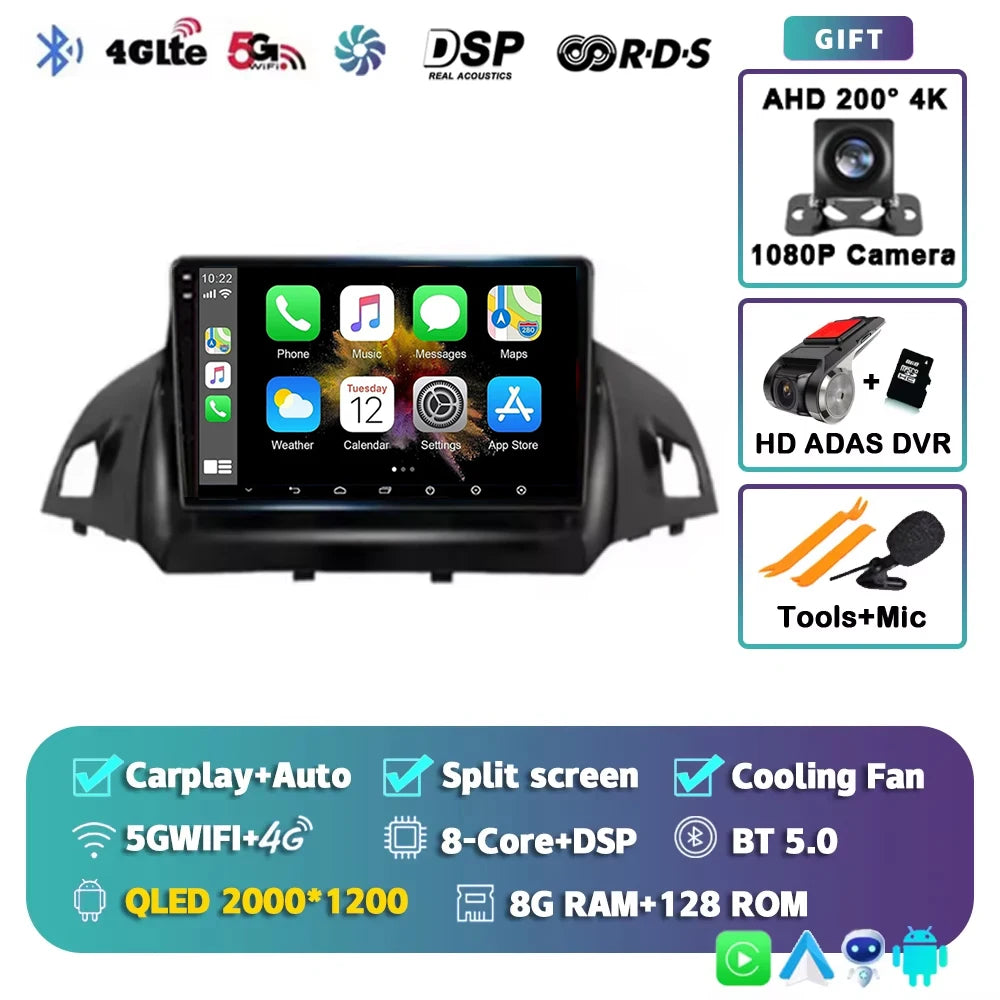 For Ford Kuga 2 Escape 3 2012 - 2019 Android 15 Car Radio Multimidia Video Player WIFI+4G 2din Navigation GPS Head Unit Stereo