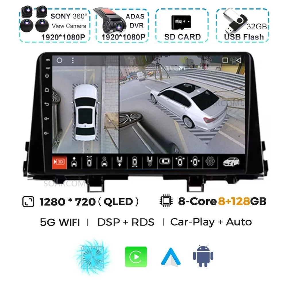 Android 15 For Kia Morning 3 Picanto 2015-2020 2K QLED Android Car Radio Multimedia Video Player GPS Stereo 4G CarPlay Head Unit