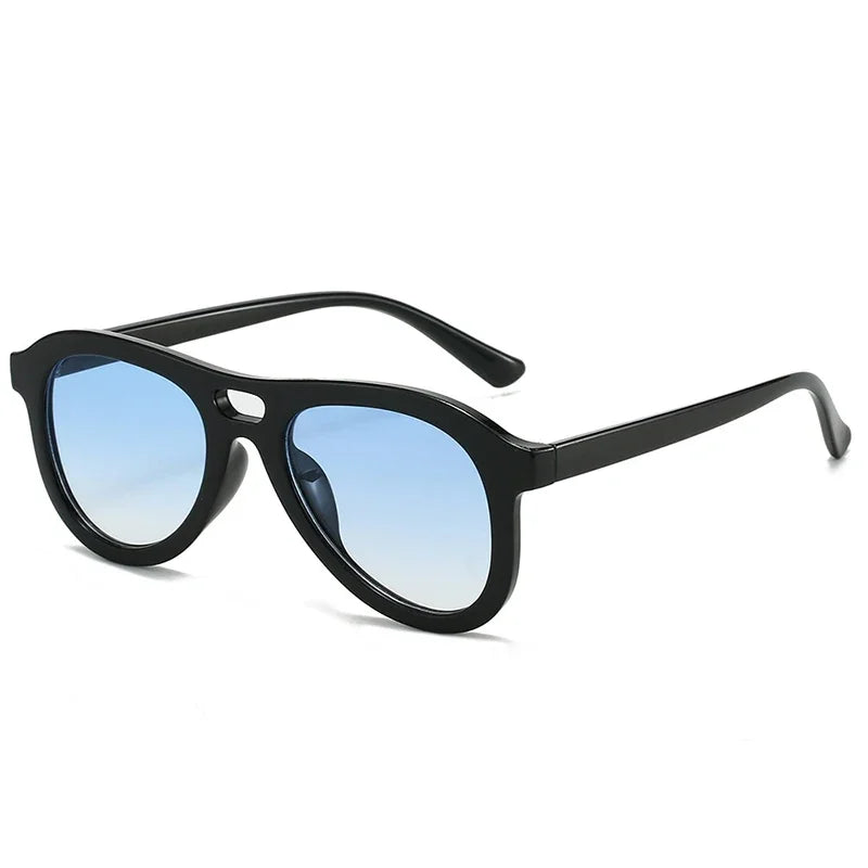 JNPCXI Vintage Double Bridges Pilot Men Sunglasses Fashion Shades UV400 Women Tea Sun Glasses