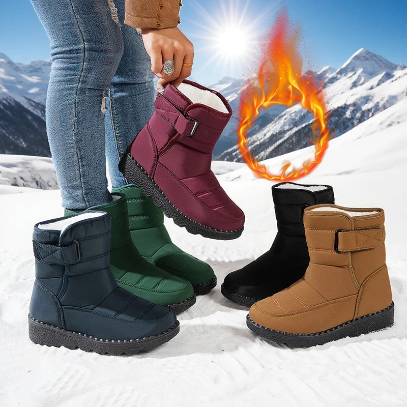 Plus Size 43 Women's Winter Snow Boots Non Slip Waterproof Plush Lined Ankle Boots Women Thick Sole Warm Cotton Padded Shoes