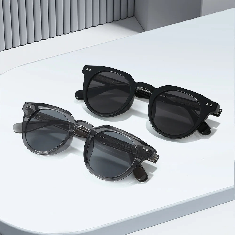 JNPCXI Round Women Luxury TR90 Sunglasses Shades UV400 Retro Rivets Men Sun Glasses