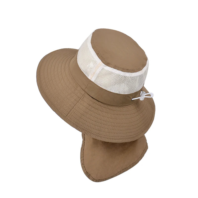 Xinbaoguan 100% Polyester 1147 Summer Boys and Girls Sunshade Hat Large brim Sunshade Shawl Breathable Fishing Hat