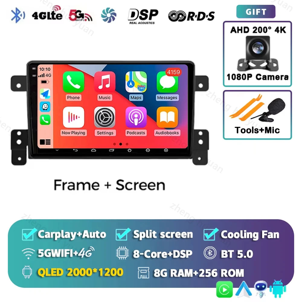 Android 15 CarPlay Auto For Suzuki Grand Vitara 3 2005-2014+ Car Radio Multimedia navigation video DVD Autoradio Stereo 2din 4G+