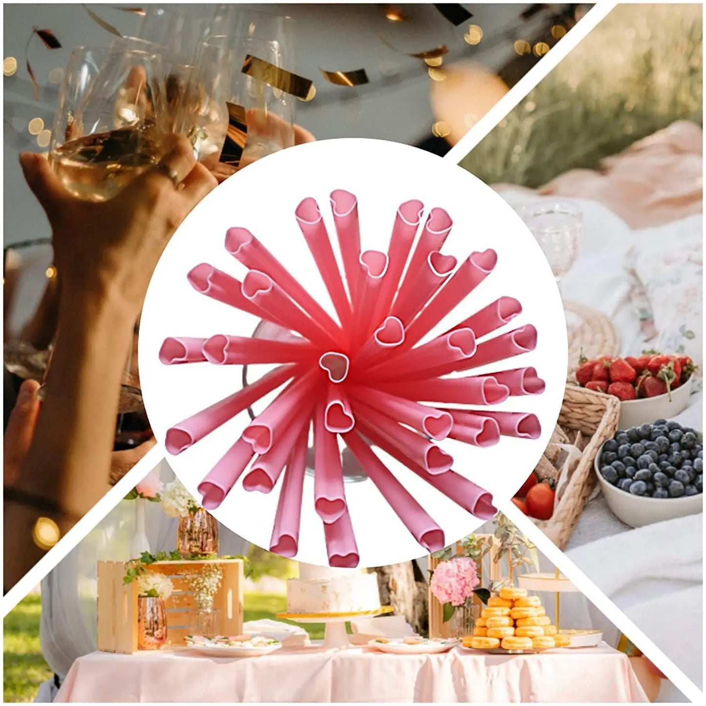 10/20/50pcs Heart Shaped Straws, Disposable Plastic Drinking Straws for Valentine's Day, Weddings, Birthdays, Bridal Showers