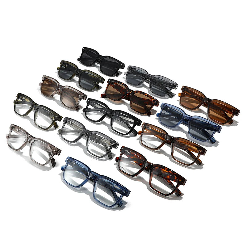 JNPCXI New Square Women Sunglasses Shades UV400 Fashion Clear Lens Frame Retro Rivet Men Sun Glasses