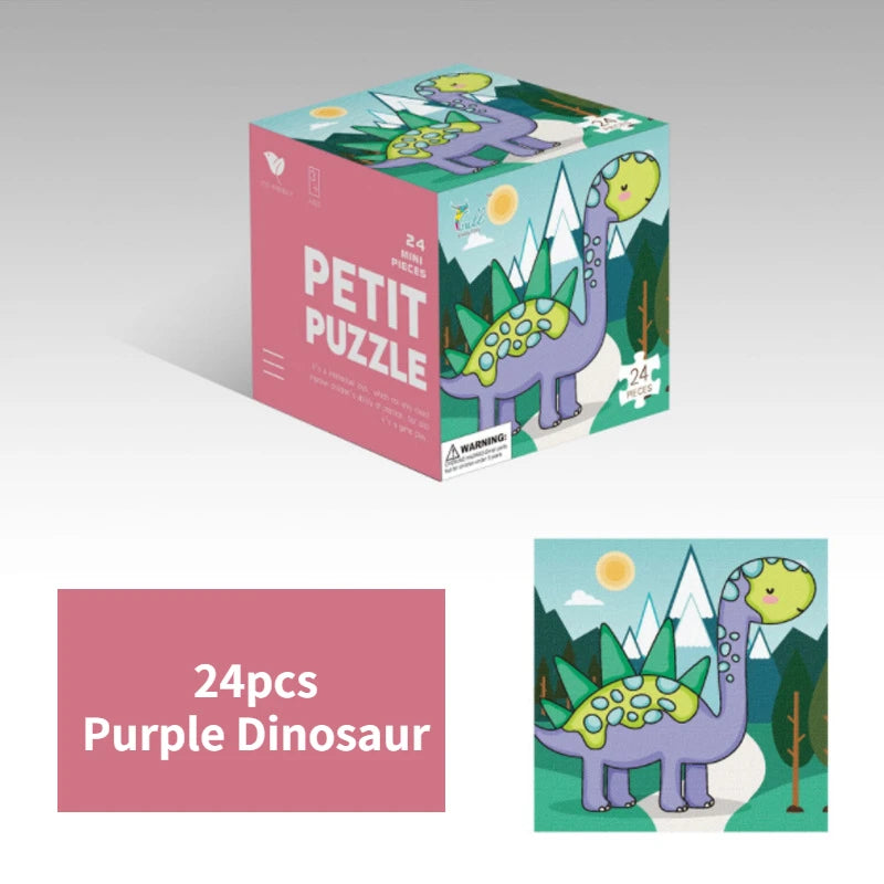 Mini 24 Pieces Kids Paper Puzzle Children Petit Puzzle Early Education Toys Intellectual Toy 3 Years Old English Packaging