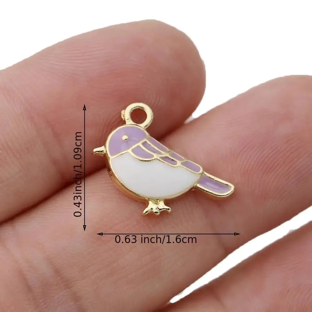 10Pcs Gold Color Enamel Blue Birds Charm Pendant Jewelry Making Earrings Bracelet Necklace Accessories DIY Craft