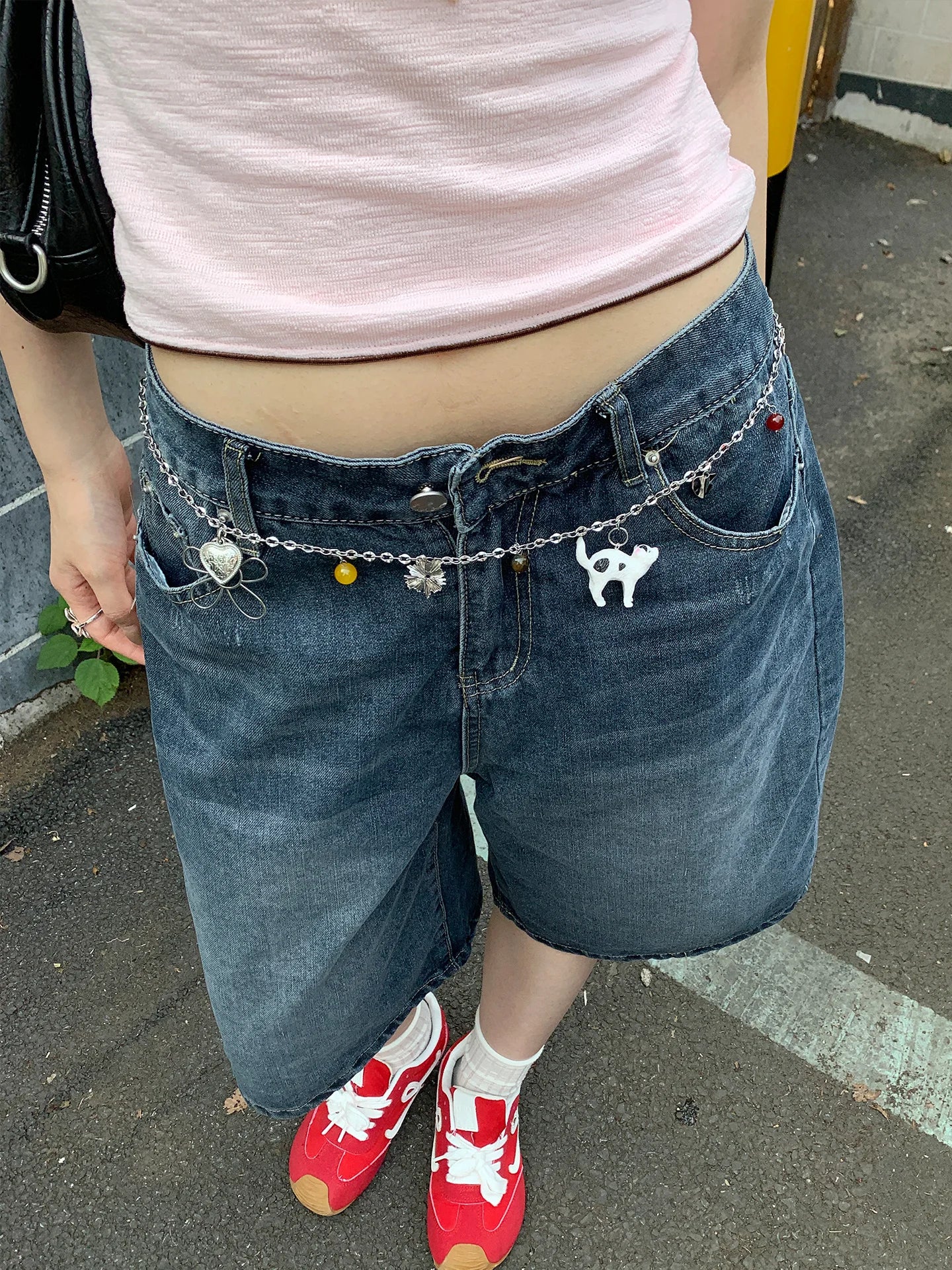 Original Design Small Cat Floral Waist Chain For Women Korean Style High-End Skirt Jeans Chain Decoration Versatile Belt