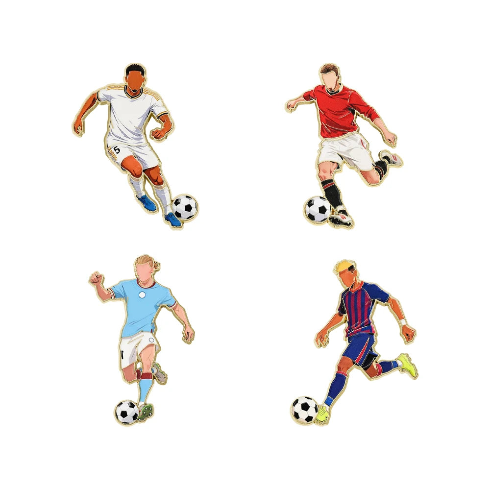 4/8 PCS 7th Football Player Enamel Brooch Goalkeeper Creative Design Sport Metal Badge Clothe Punk Lapel Pin Jewelry Friend Gift