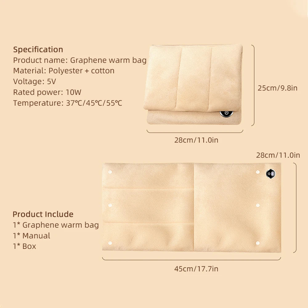 37°C/45°C/55°C 3 Levels Hand Warmer USB 5V Electric Graphene Heating Pad Portable Warm Hands Heater Pad Electric Seat Warmer Mat