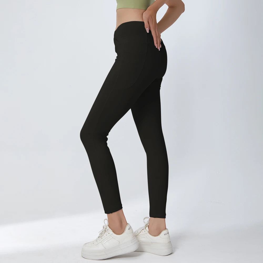 Women's High - Waist Yoga Pants with Pocket, Stretchable, Quick - Dry, for Fitness, Running, Pilates, Multiple Colors