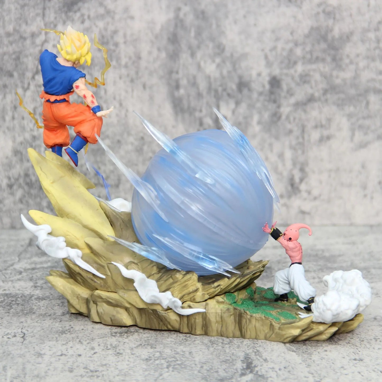 9" Dragon Ball Z Buu Boubou vs Goku Model Super Saiyan Genki Bomb Action Figure