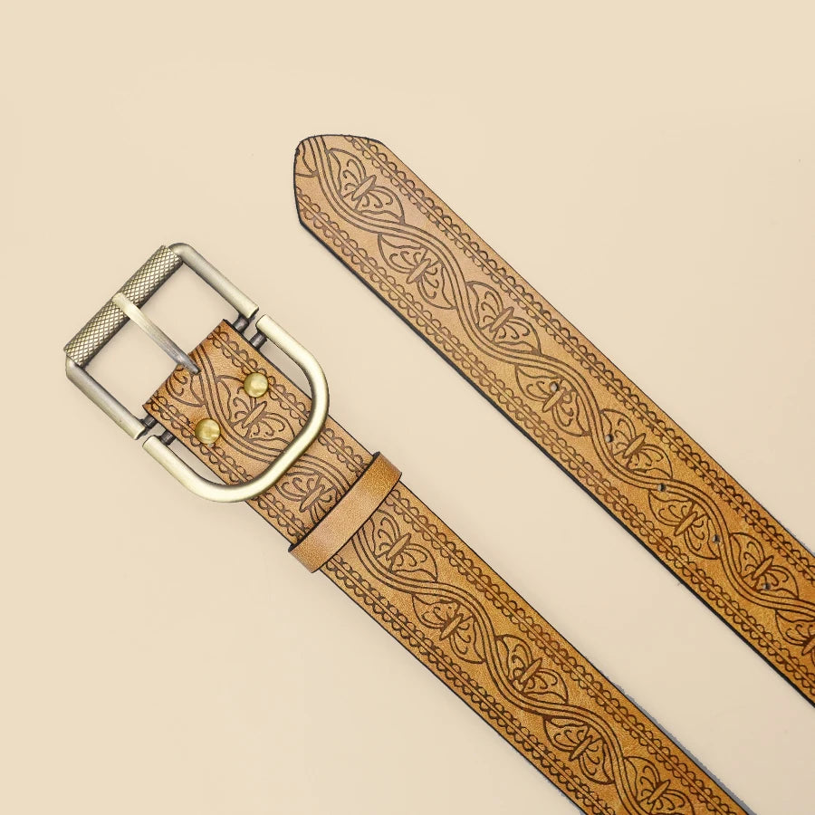 Western Style Casual Women's Belt, Retro Printed Belt, Classic Decorative Belt
