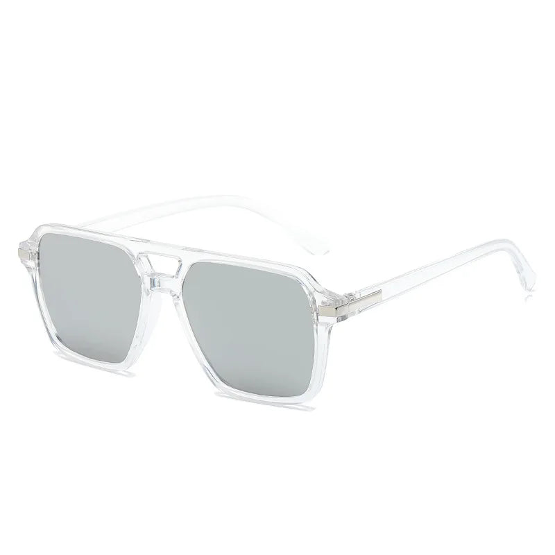 JNPCXI Vintage Double Bridges Square Sunglasses Men Gradient Lens Eyewear Shades Women Trending Sun Glasses UV400