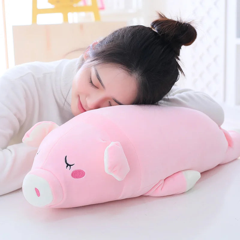 [Funny] 40~60cm Baby Lovely Plush Animal Lying down sleeping pink Pig Dolls Soft PP Cotton Stuffed Hold Pillow Toy girl gift