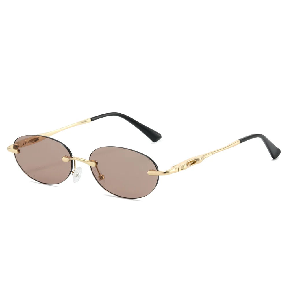 JNPCXI New Retro Fashion Rimless Punk Y2k Oval Sunglasses Women Men Sun Glasses Vintage UV400 Outdoor Shades