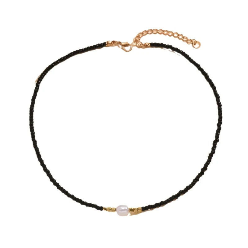 Vintage Bohemian Style Woven Rice Beads Beaded Necklace Women's Fashion Chain