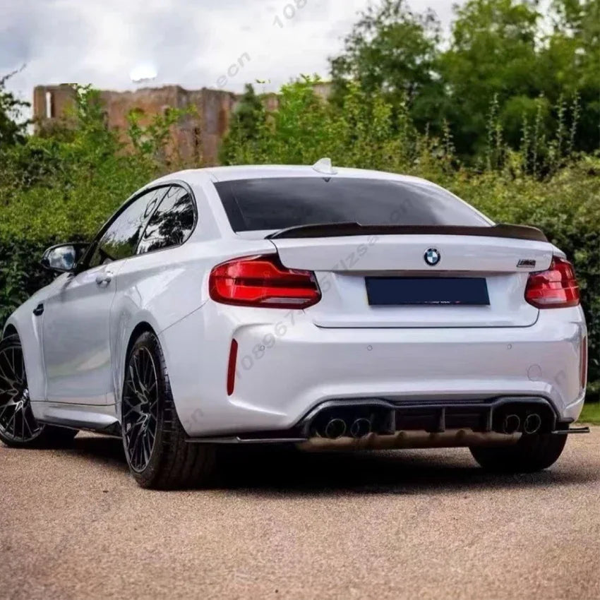 Car Rear Bumper Lip Diffuser Spoiler Side Splitters Apron Flaps Guard Gloss Black/Carbon Look For BMW M2 F87 M2C 2016-2020
