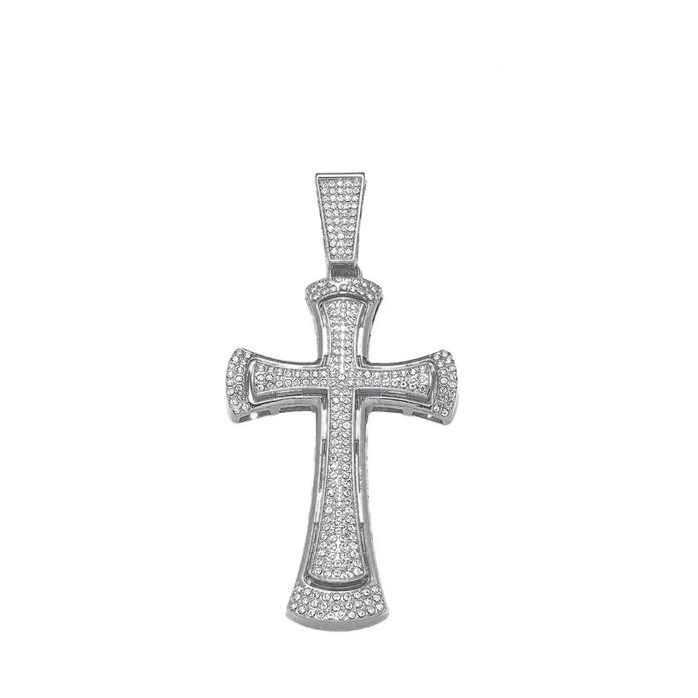 Men Women Hip Hop Cross Shiny Pendant Necklace 13mm Miami Cuban Chain Charm Bling Exquisite Necklaces Jewelry Fashion Charm Gift