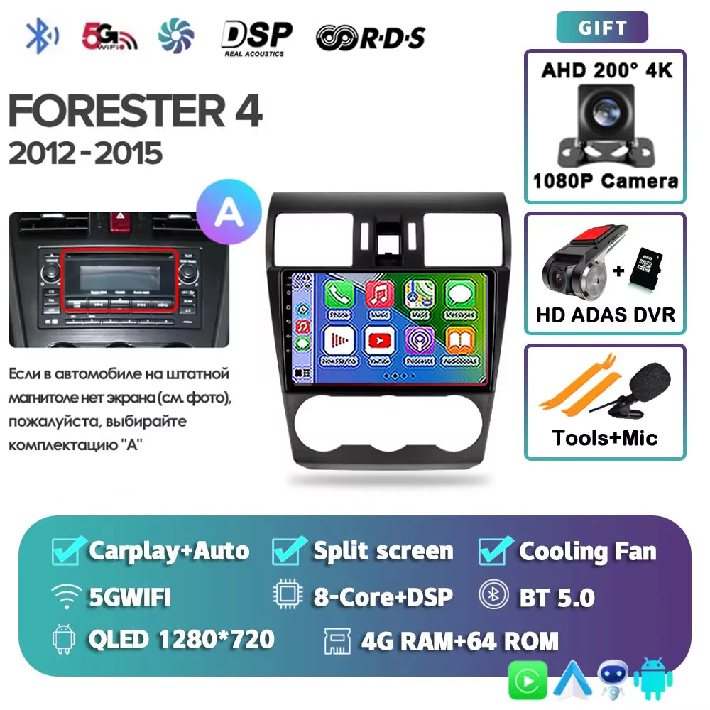 2K For Subaru Forester 4 SJ 2012 - 2015 Car Radio Multimedia Video Player Navigation stereo GPS Android 15 No 2din 2 din dvd