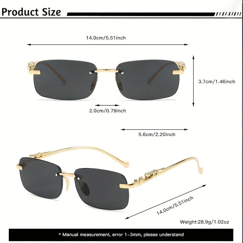 Stylish Square Frameless Metal Glasses, Fashionable Summer Decorative Eyewear for Men and Women