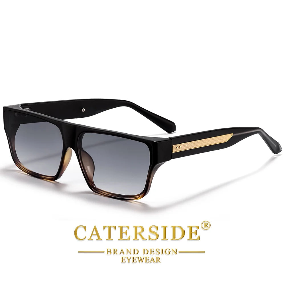 CATERSIDE Men Fashionable Sunglasses Thick Square Frames Personalized Design Outdoors Travel Versatile Essential Glasses UV400