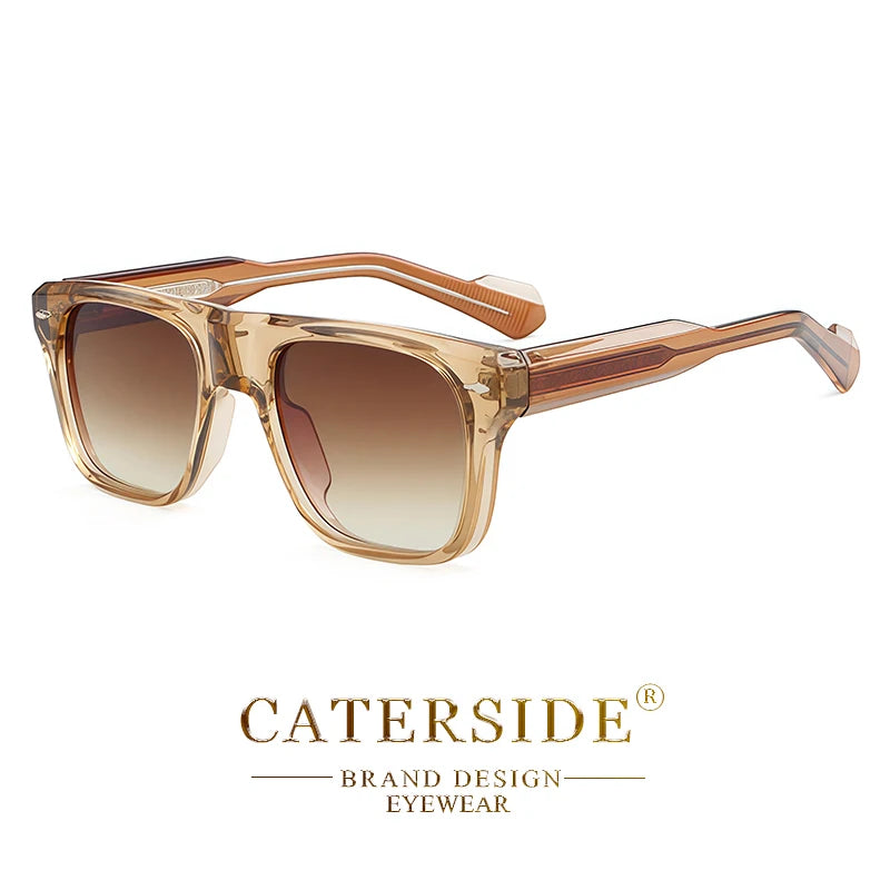CATERSIDE Retro Sunglasses Men's Large Frame Propionic Core Insert Temple Sun Glasses Women's Party Outdoor Travel Eyewear