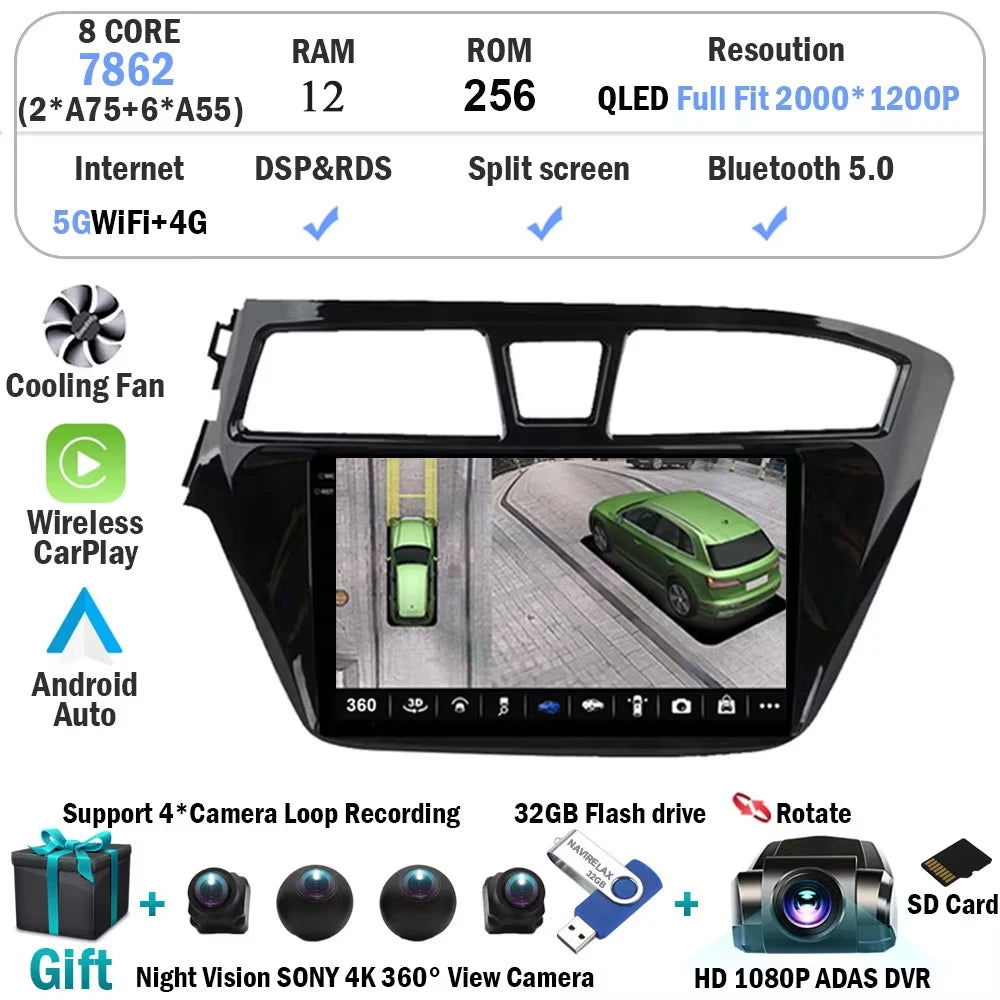Android 15 For Hyundai I20 LHD 2015 2016 2017 2018 Car Radio Car Multimedia Player Stereo GPS Navigation WIFI 4G BT NO 2 Din DVD