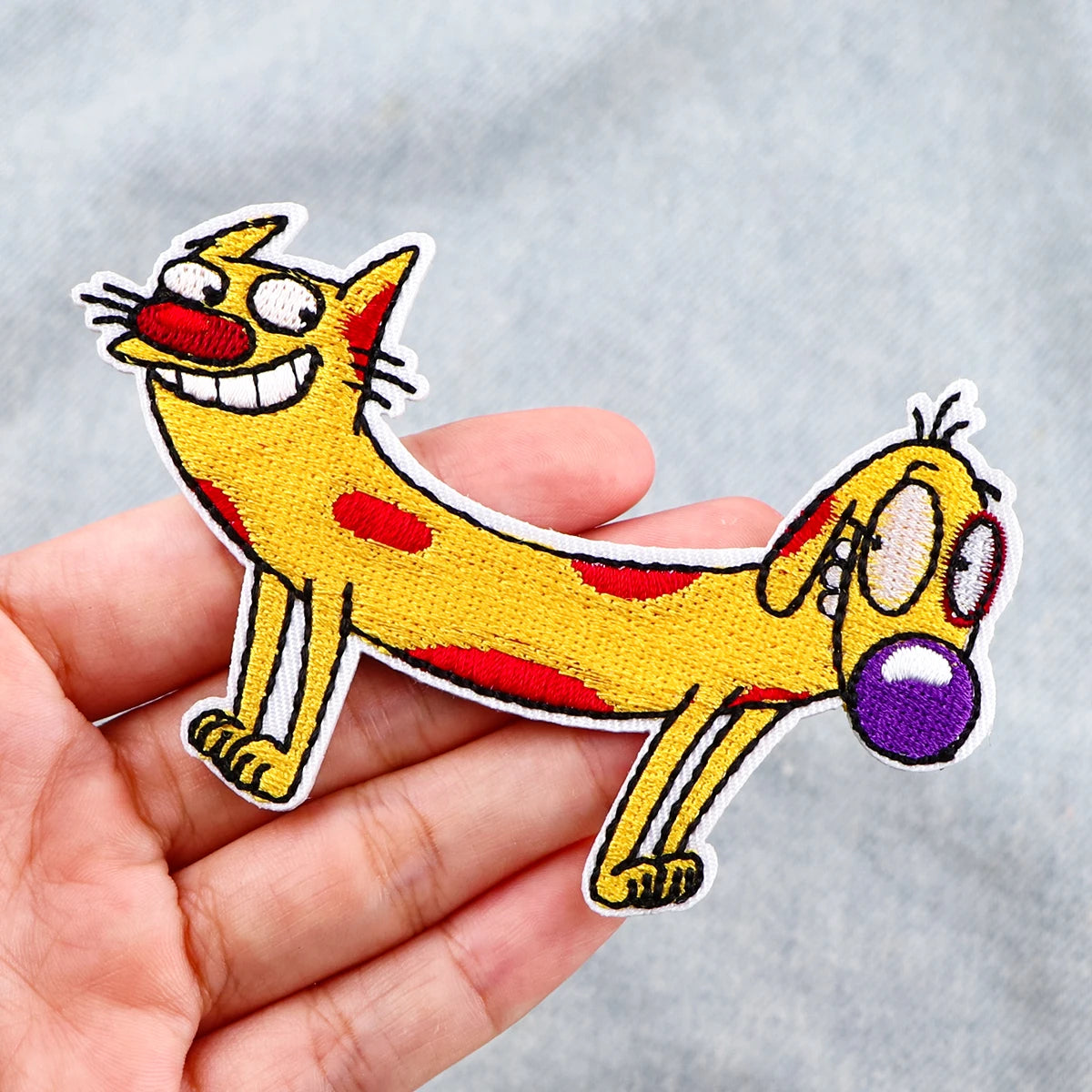 AD2859 Cartoon Dog Patches On Clothes Funny Animal Iron on Embroidered Patches For Clothing DIY Stripes Applique Accessory