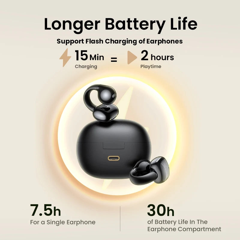 Open Ear Clip Wireless Earbuds Bluetooth Sports Earphones Headphones in Mic with Earhooks & Ear Hook