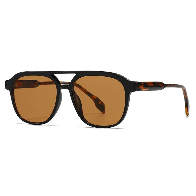 JNPCXI Fashion Double Bridges Square Men Luxury Sunglasses Retro Women Tea Gradient Shades UV400 Sun Glasses