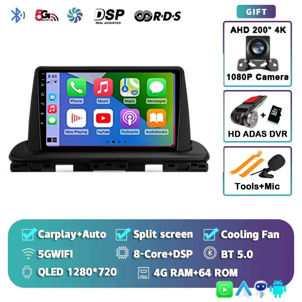 For Kia Forte Cerato 4 IV 2018 - 2021 Android 15 Carplay Auto Car Radio Multimedia Stereo Video Player GPS Navigation WIFI 4G BT