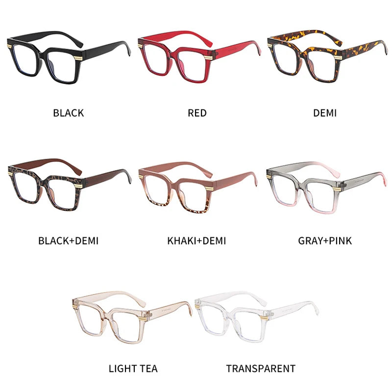 JNPCXI New Fashion Square Glasses Frame Women Clear Anti Blue Light Eyewear Vintage Men Optical Blue Green Frame