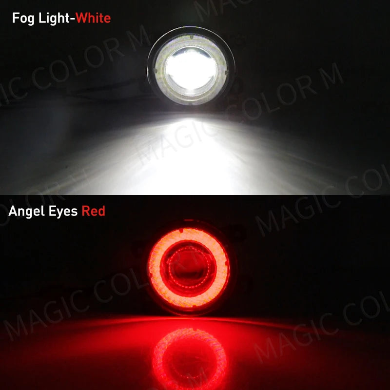 For Ford Focus Fusion Fiesta Ranger C-Max Transit Tourneo EcoSport Edge Angel Eye Fog Light Car DRL Fog Driving Lamp LED Lens
