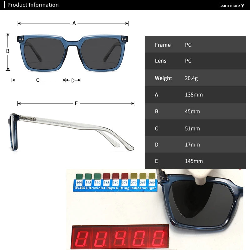 JNPCXI New Vintage Polarized Square Sunglasses Women Blue Gradient Mirror Shades UV400 Fashion Punk Men Sun Glasses
