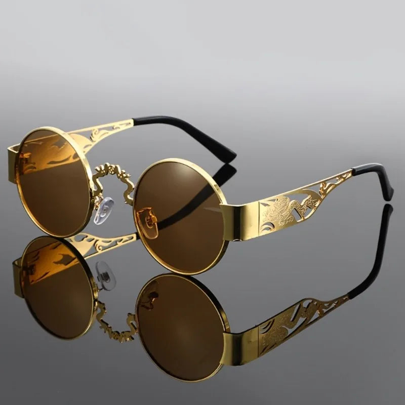 Classic and Fashionable Round Frame Glasses, with A Vintage Metal Frame, Perfect for Driving Beach Parties and Outdoor Travel