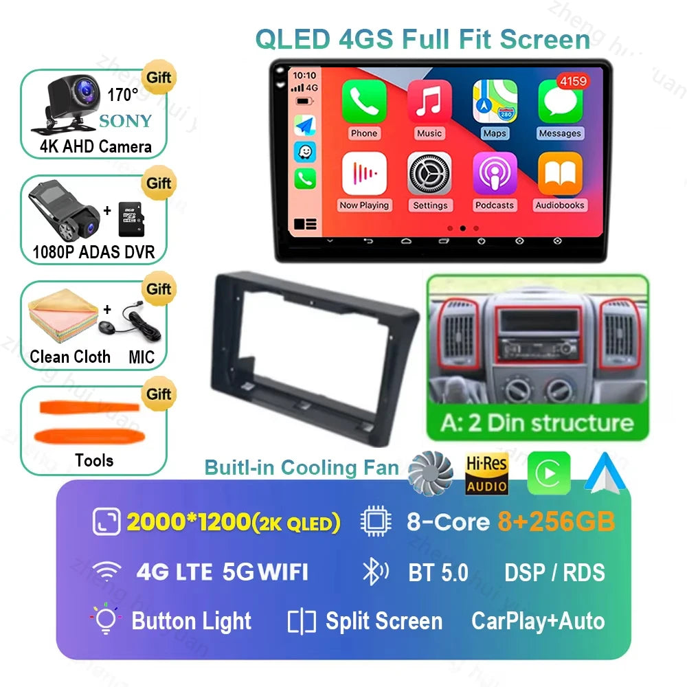 Android 16 Car Radio For Fiat Ducato 2005 2006 - 2023 Citroen Jumper Peugeot Boxer 2011-2015 Auto Carplay 2 din Autoradio 4G RDS