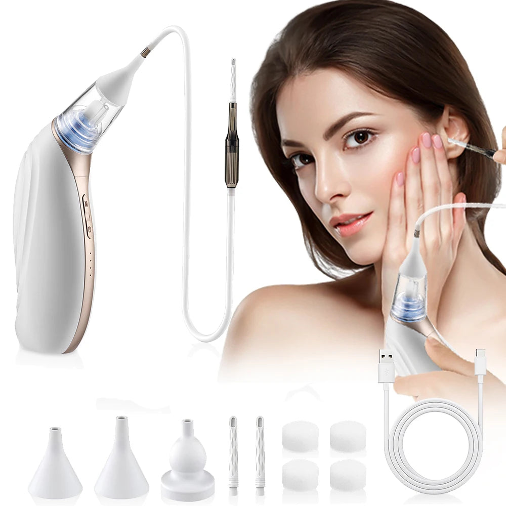 Electric Ear Cleaner Cordless Painless Vacuum Suction Ear Wax Pick Remover Nose & Ear Cleaning Tool for Kid Adult Ear Nose Care