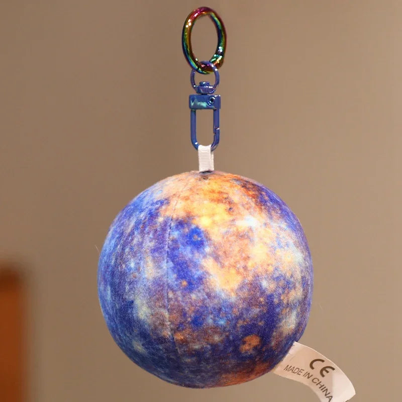 7.5cm Space Planet Plush Toy Simulation Earth Sun Moon Venus Mars Saturn Pendant Keychain Astronomy Enthusiasts' Collection