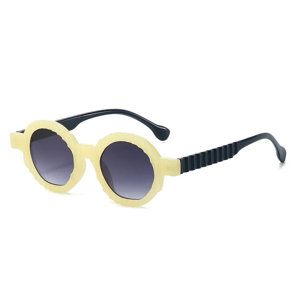 JNPCXI New Fashion Round Sunglasses Women Double Green Gradient Color Shades UV400 Men Punk Trending Sun Glasses