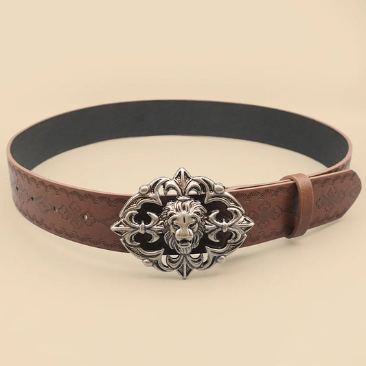 Elegant Court-Style Women's Belt - Brown Vintage Print, Versatile for Work/Dates/Casual, Perfect Gift Accessory